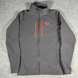 Mountain Hardwear Mens Softshell Jacket Grey Orange OM6128 Fleece Lined Small
